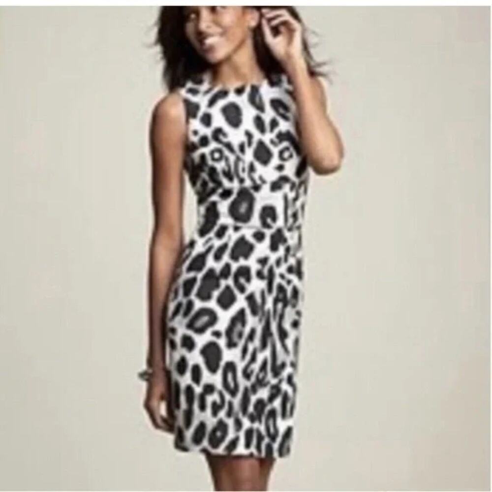 Ann Taylor Women’s Leopard Print Sheath Dress Size 4 Sleeveless Office Workwear
